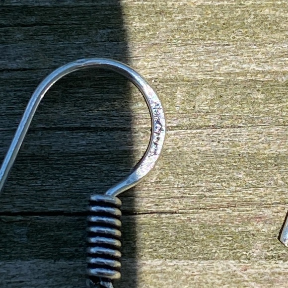 Cat Eye peridot long drop earrings .925 Sterling Silver - Picture 6 of 11